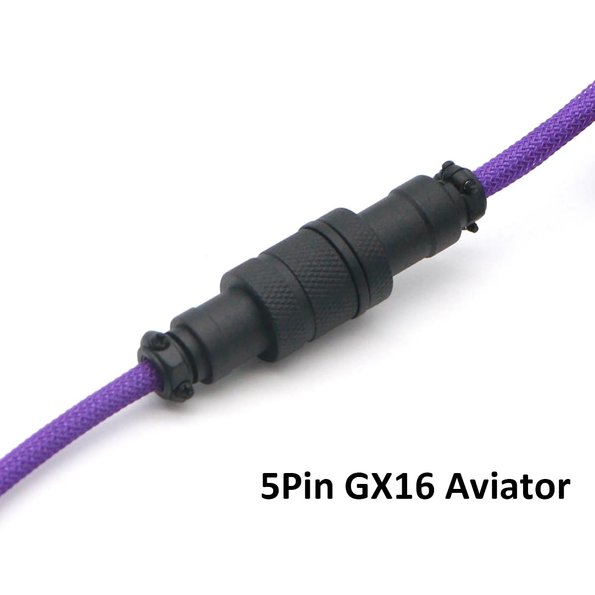 Reverse Coiled USB-C Keyboard Cable, Double-Sleeved Mechanical Keyboard Cable with Detachable Metal Aviator, 1.5M USB-C to USB-A (Purple)