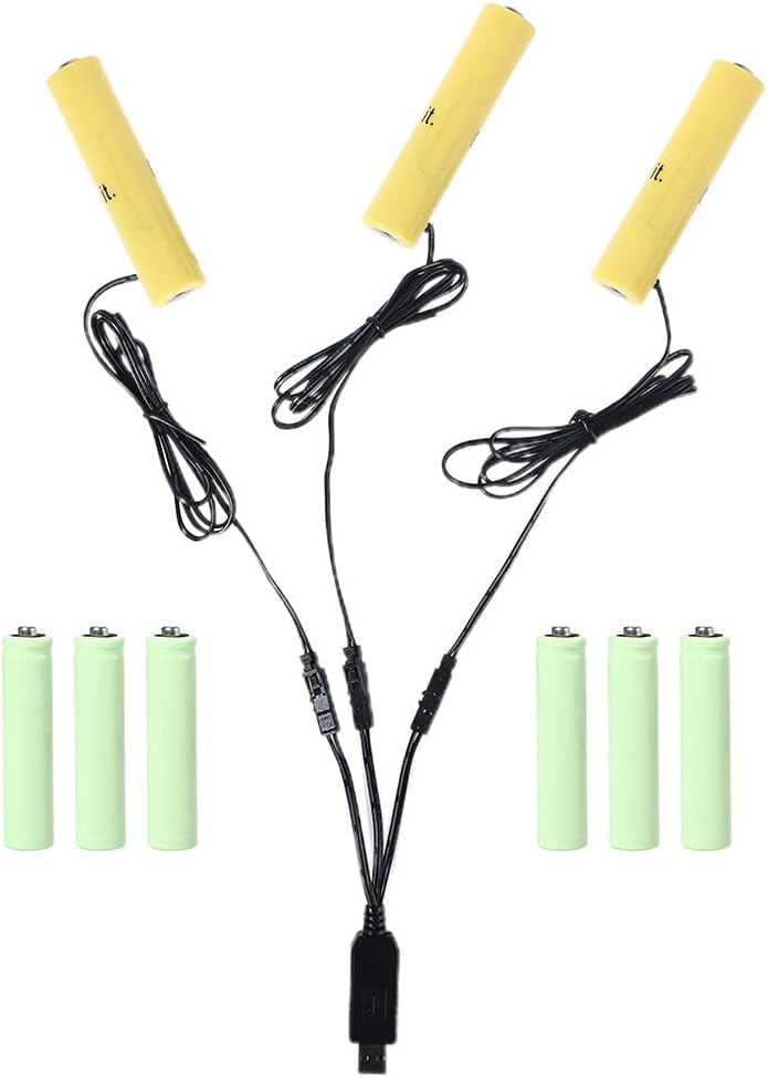 USB to 1.5V 3V 4.5V 6V 3 in 1 LR06 Battery Can Replace 1-4AAA Batteries for Toy Flashlight for Smart Door Battery Cable
