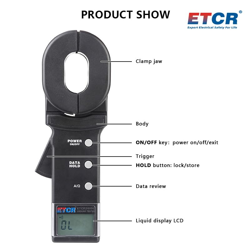 Etcr2000C Explosion-Proof clamp Ground Resistance Tester Ground Resistance Meter Digital Low Resistance ohmmeter(ETCR2000C)