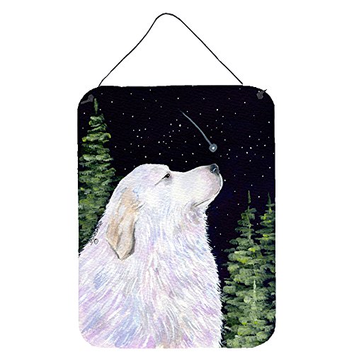 Caroline's Treasures SS8470DS1216 Starry Night Great Pyrenees Wall or Door Hanging Prints Aluminum Metal Sign Kitchen Wall Bar Bathroom Plaque Home Decor Front Door Plaque, 12x16, Multicolor
