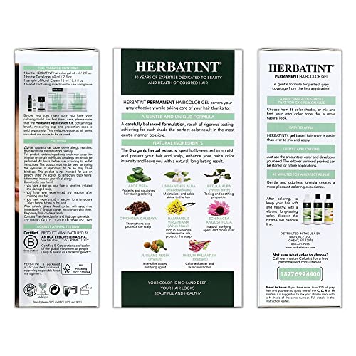 Herbatint Permanent Haircolor Gel, 4N Chestnut, Alcohol Free, Vegan, 100% Grey Coverage - 4.56 Oz #TOP1
