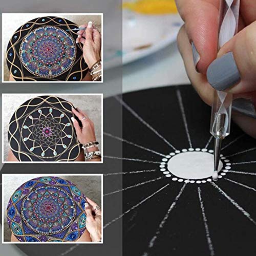 Conjunto de ferramentas de pontilhar mandala 32 peças da F Fityle, kit de pintura de mandala, estênc