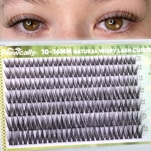 Natural Lash Clusters Wispy Eyelash Clusters with Thin Lash Band C-Curly Eye Lash Clusters Eyelash Extensions 10-16MM Individual Lashes for Beginners by Newcally