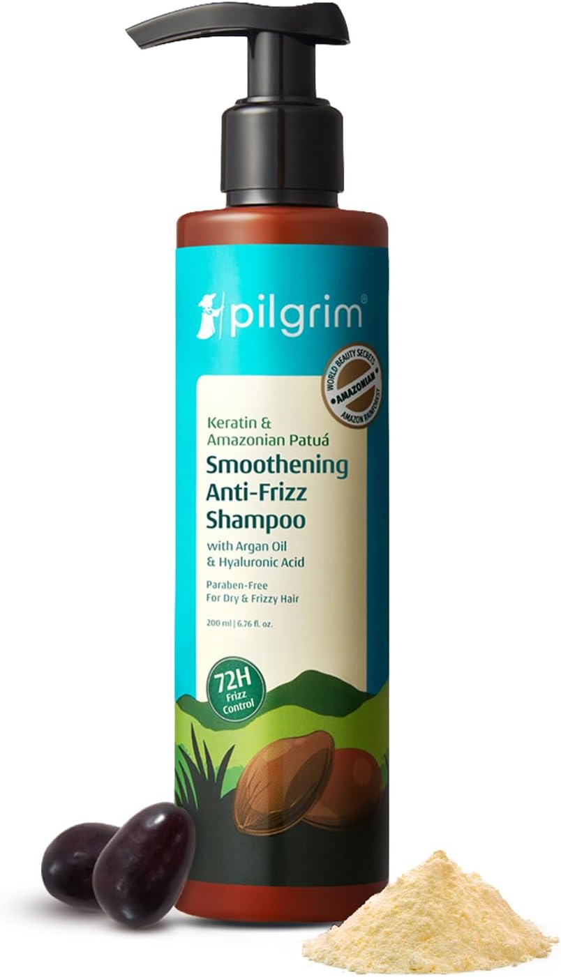 Pilgrim Patua & Keratin Hair SMOOTHENING SHAMPOO for Dry & Frizzy hair | Shampoo for Women & Men | Hair Smoothening & healthy scalp | 200 ml