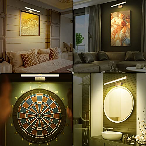 Raifoolly Picture Light Wireless Battey Operated, 17" Brass Picture Light With Remote, Timmer And Dimmable Art Lights For Paintings, Display Light For Wall Frame Portrait #TOP5