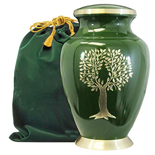 Trupoint Memorials Cremation Urns for Human Ashes - Decorative Urns, Urns for Human Ashes Female & Male, Urns for Ashes Adult Female, Funeral Urns - Green, Large