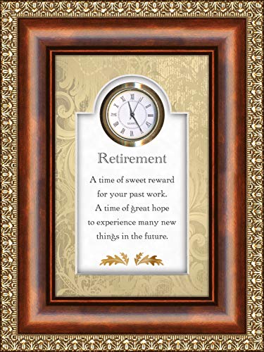 Creative Brands CB Gift Heartfelt Collection-Times Essence Framed 3D-Table Top Clock, 6 x 8-Inches, Retirement-Sweet Reward