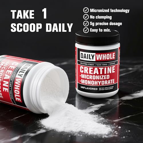 Image of 5000mg Creatine Monohydrate Micronized Powder, Pure Unflavored Micronized Creatine Monohydrate 300g (60 Servings) Nutritional Supplements for Men & Women Sugar-Free,Vegan, Non-GMO with Scoop