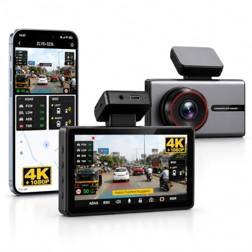 Image of Golens 2 Channel Dash Camera for Cars [Voice Control], 4K Front + 1080P Rear, WiFi App Control, 3 inch IPS Display, ADAS, BSD, Night Vision, Loop Recording, Parking Monitor, G-Sensor T4-B2V
