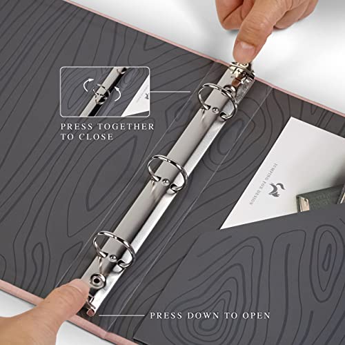 Jumping Fox Design Linen Fabric A5 Binder, Small 1 Inch 3 Ring Pink Binder, For 3 Hole Punch A5 Paper 5.8" X 8.3" (A5 Size, 3 Round Ring, 1", Dusty Pink – Joshua Tree) #TOP2