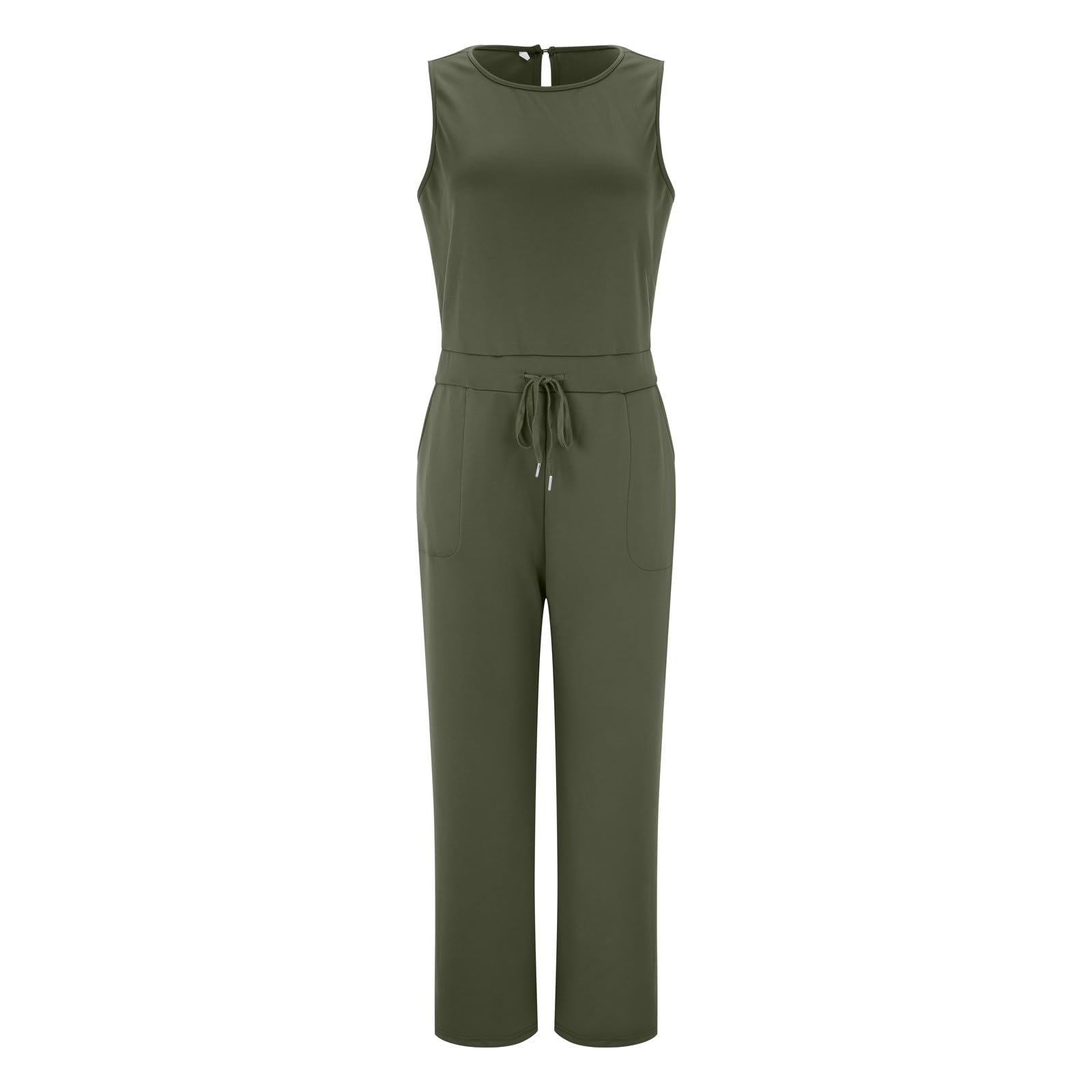 Combishort Femme Ete, Jumpsuit Soid Summer Button Lace Up Short Sleeve Light Rip Straight Jumpsuit Vest Long Pants