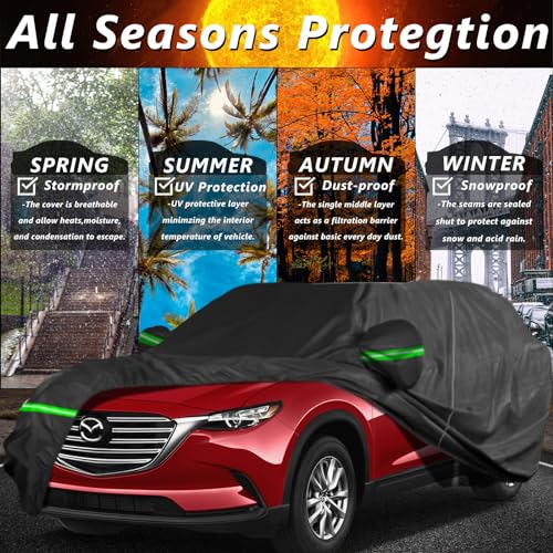 Image of Waterproof Car Cover for Mazda CX-5 (2012-2025),210D All Weather Car Covers with Zipper Door,Windproof Bands for Sun UV Snow Rain Dust Hail Protection