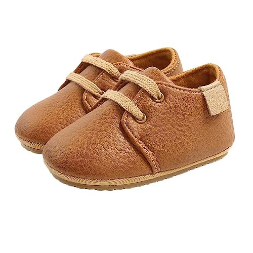 Baby Boys Girls Sneakers Soft Sole Non Slip Rubber Moccasins Newborn Oxford Loafers Toddler Crib First Walker Shoes Brown 12Cm #TOP2