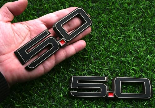 Image of Pair Set 5.0 Emblem Door Side 3D Badge Compatible with 2024-2025 Mustang GT Dark Horse PR3Z-16228-D (5.0-Bronze Red)