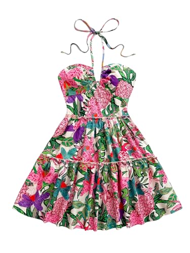 Image of Floerns Women's Floral Sleeveless Halter Milkmaid Boho Mini Dress
