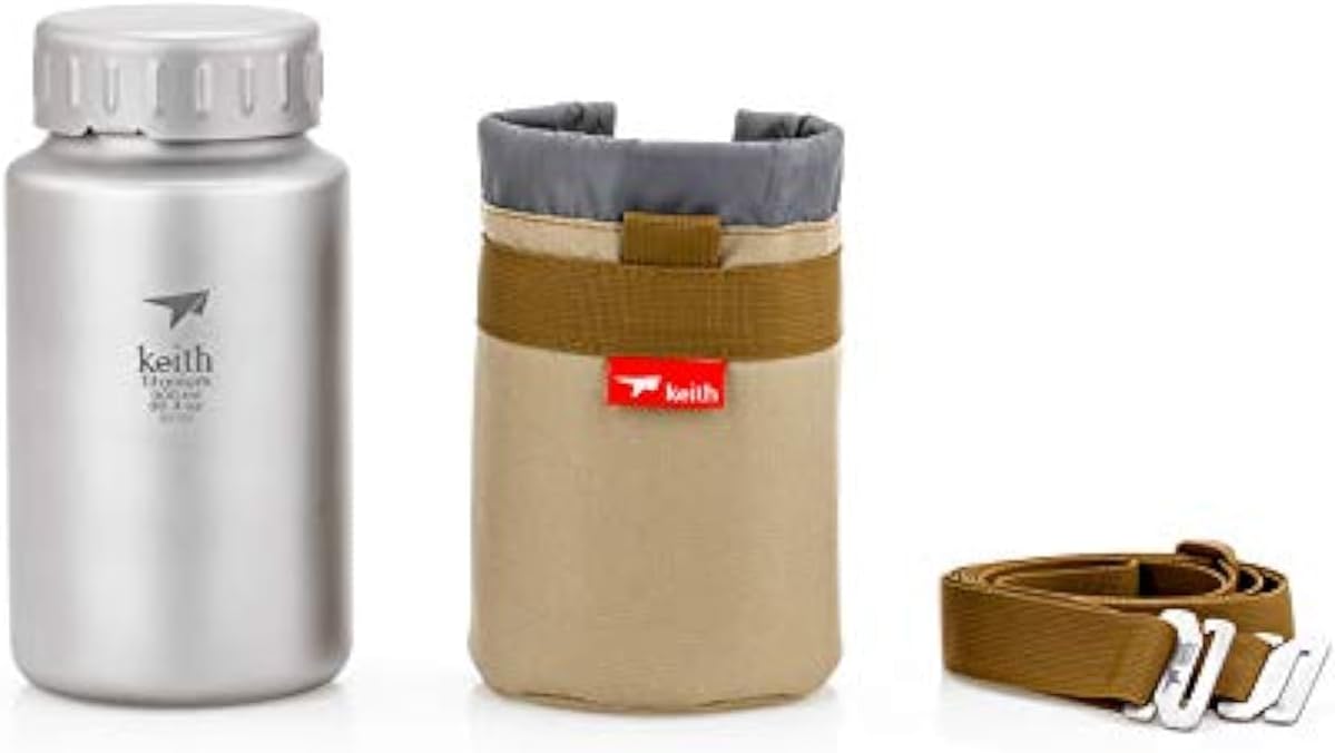 Keith Titanium Ti3035 Plastic-Free Bottle with Leakproof, Quick and Secure Bayonet-type Cap Mount - 30.4 fl oz
