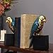 Kakizzy Book Ends Decorative, Parrot Bookends for Shelves, Animal Book Stopper Decorative, Retro Book Ends for Heavy Books, Bird Figurines Statues Indoor, Unique Book Lover Gift(Blue Parrot)
