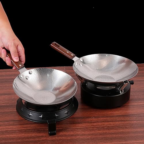 Wok de acero inoxidable con mango de madera ergonómico miniatura 3