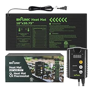 BN-LINK Durable Seedling Heat Mat Heating Pad 10″ x 20.75″ with Digital Thermostat Controller Combo Set Waterproof for Indoor Seed Starting and Plant Germination