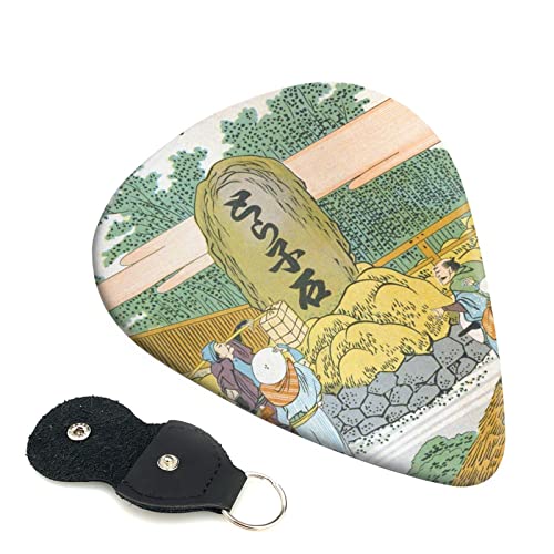 ギターピック 6枚セット 0.46mm 0.71mm 0.96mm エレキギター ベース用ピック ウクレレ ギター ABS素材 エレクトリック アコースティック 弦楽器 初心者 トライアングル ピック( 葛飾北斎 「東海道五十三次 絵本駅路鈴 大磯」 )