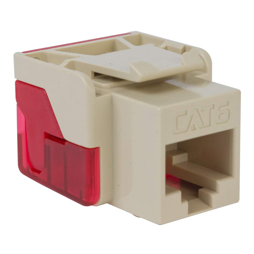 ICC CAT6 Keystone Jack with Inline IDC No Pair Split Wiring (Easier Termination) UL Listed PoE++ TAA Compliant for Wall Plate or Patch Panel, Works with JackEasy Termination Tool, Ivory