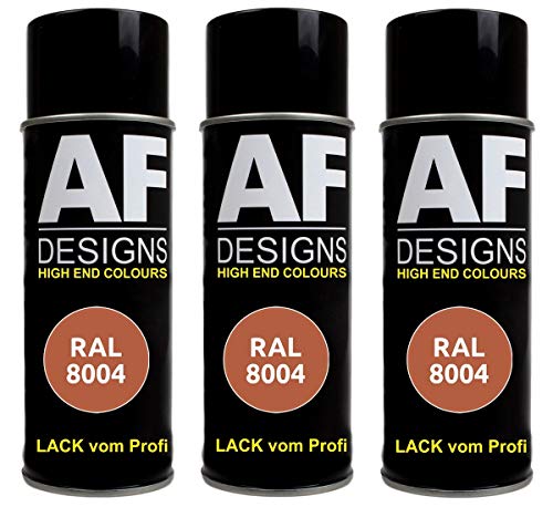 Alex Flittner Designs 3X Ral Pintura en Espray Pintura Coche Laca Colorida Lata de Aerosol RAL8004 Kupferbraun Mate