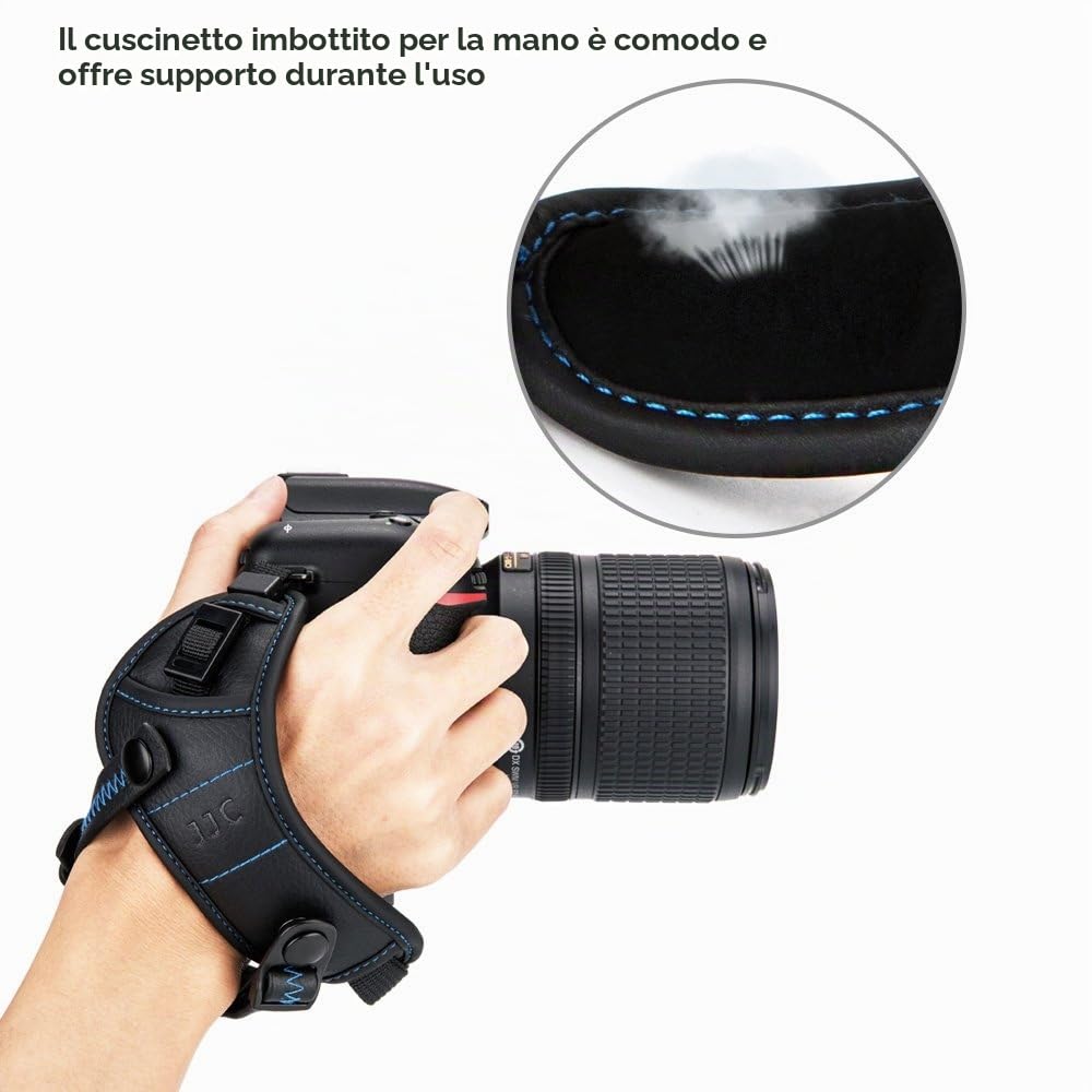 JJC Cinghia da polso con piastra tipo U per fotocamera DSLR Canon, Nikon, Olympus, Sony, Panasonic, Pentax