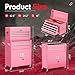 Superday Metal Tool Chest, 8 Drawer Rolling Tool Chest with Wheels, Detachable Tool Storage Cabinet with Lock for Garage, Steel Tool Cart with Liner & Hooks for Workshop, Warehouse (Pink)