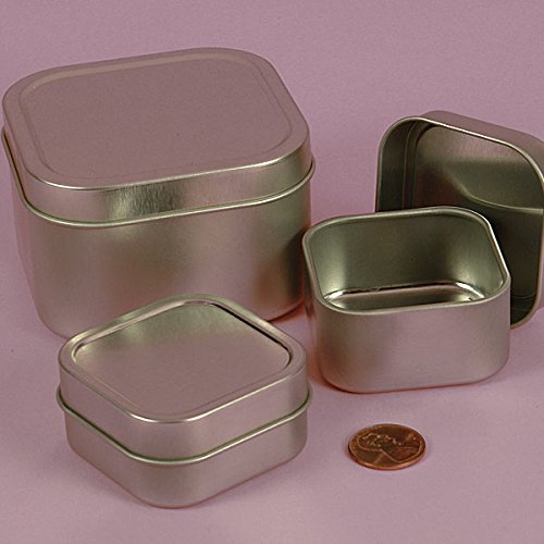 2 Oz Square Steel Tin Can Pkg | Quantity: 24 | Width: 1 7/8