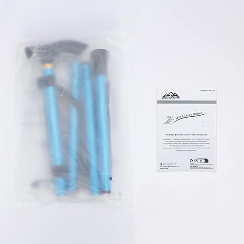 Miniatura 9 de supregear Bastón plegable, 5 niveles de altura ajustable, ligero, portátil, bastón de viaje con correa de muñeca y mango en T para personas mayores,