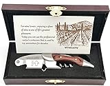 Wood Handle Wine Bottle Corkscrew Opener In A Wooden Box. Heavy Duty Sommelier Corkscrew Stainless Steel With Rosewood & Foil Cutter. An Elegant Gift For Wine Lovers & Waiters. (Brown, Rosewood)
