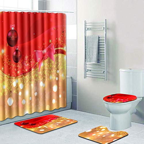 Claean-Acces-Home Wc Deckelbezug Weihnachtszubehör Für Badezimmer Duschvorhang Set Mit Haken 4-Teilige Badematten Toillete Sitzbezug Bodenteppiche 3D-Decke-A1_45X75Cm
