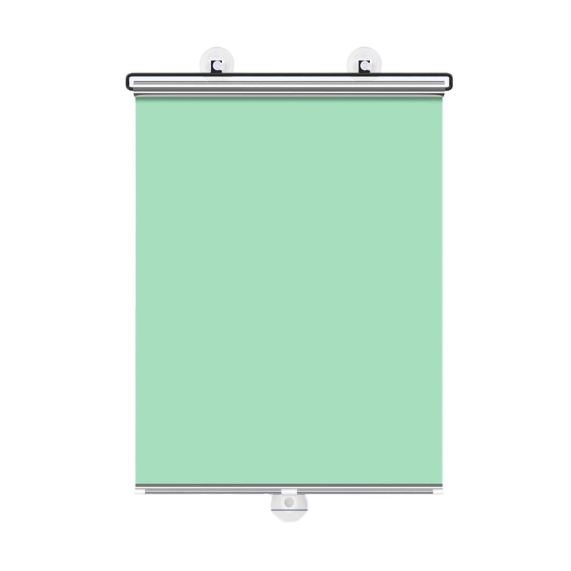 Suction Blinds For Windows Retractable Cordless Roller Blinds With 3pcs Suction Cups Titanium Silver/Green Full Blackout Sunshade Curtain Without Drilling(Green,58X125cm)