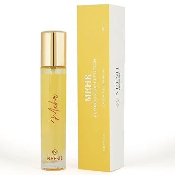 NEESH Perfume for Women 15ml 0.50 Oz, Extrait de Parfum, Long Lasting EDP Womens Fragrance, Mehr Fruity Floral Scent with Passion Fruit, Jasmine, Saffron & Amberwood, Premium Gift Perfume for Her