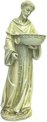 Joseph's Studio by Roman, 20" H Solar St. Francis Birdbath Garden Statue, Religious Outdoor Decor, Patron Saint,