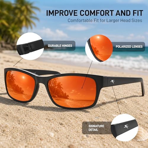 Image of FATHEADZ Oversized Polarized Sunglasses Men & Women - UV Protection RX Ready Wide Fit Eyewear for Outdoor Use - RX Ready