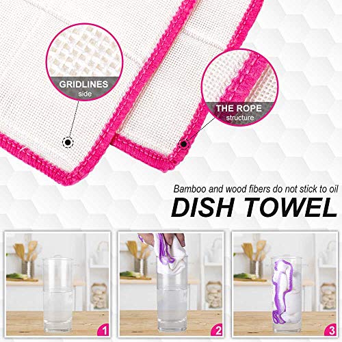 10 Pcs Kitchen Dish Cloths Set, Premiunm Bamboo Fiber Dishcloth Towels. Reusable And Absorbent Dish Cloths & Dish Towels，Suitable For Kitchen Bathroom And Cleaning Counters，(12” X 12”) #TOP3