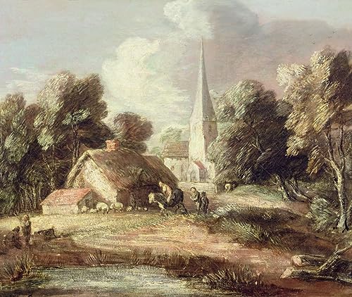 Cottage villageois et animaux Gainsborough 60x90cm pour habiller un mur