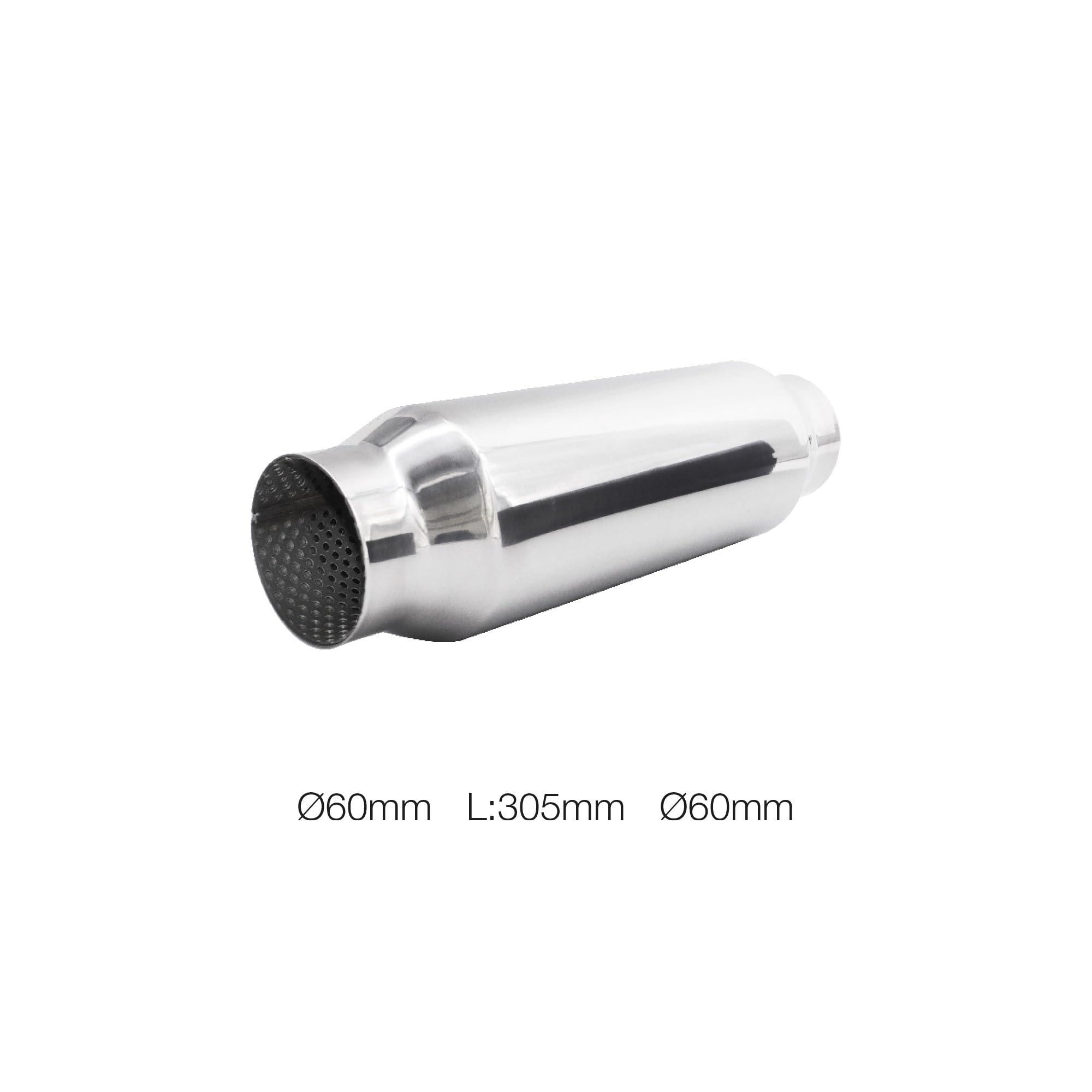 Simoni Racing ESR8 Marmitta Sportiva Universale, Uscita Rotonda Dritta, Marmitta Dritta per Auto in Inox, Lunghezza 305 mm