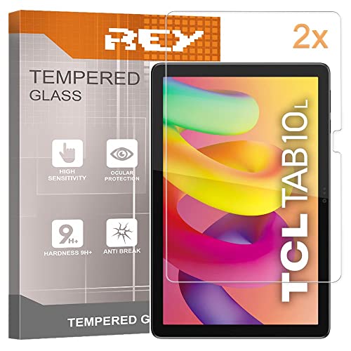 REY 2X Protector de Pantalla para TCL Tab 10L 10,1, Cristal Vidrio Templado Premium, Tablet