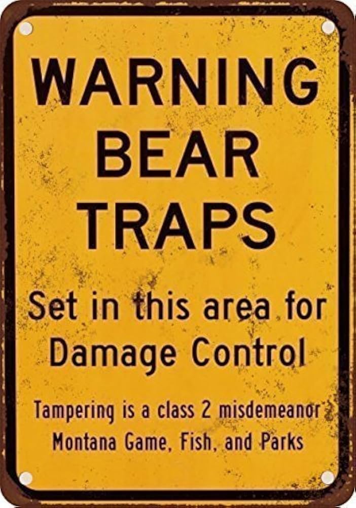 Amazon.com: HTFDS Warning Bear Traps Montana Vintage Metal Tin