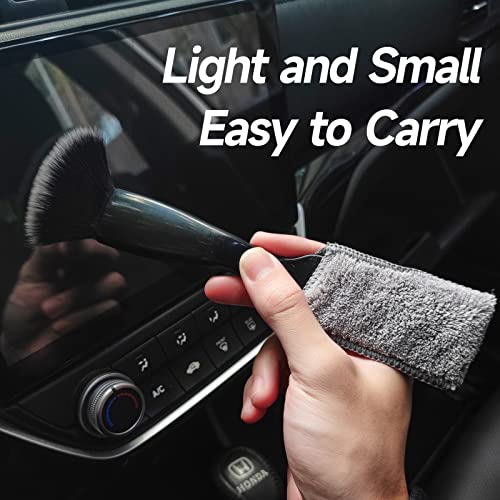 San Austin Double Head Brush For Car Clean 2 In 1 Car Cleaning Brushes For Detailing Interior, Soft Portable Hand Brush Duster For Car Air Vent Dashboard Screen Panel Leather Car Seats (Black) #TOP1