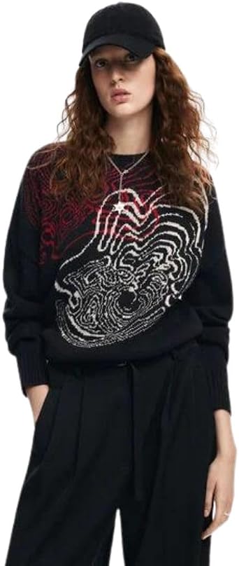 Desigual Womens Woman Flat Knit Thick Gauge Pullover
