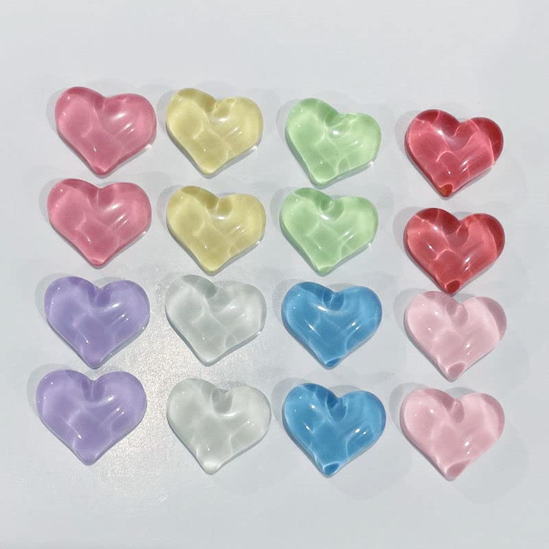 100 pezzi Kawaii cabochon a forma di cuore in resina con retro piatto torta fai da te fatta a mano decorazione fiocco per capelli accessori per la testa  15