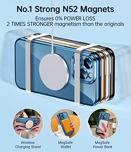 Magnetic Clear For Iphone 12 Pro Max Case With Full Camera Cover Protection [Never Yellow] [No.1 Strong N52 Magnets] [Military Grade Drop Protection] For Men Women Girls Phone Case (6.7")-Pacific Blue #TOP3
