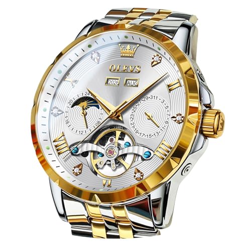 Montre automatique squelette luxe OLEVS en acier inoxydable étanche pour homme