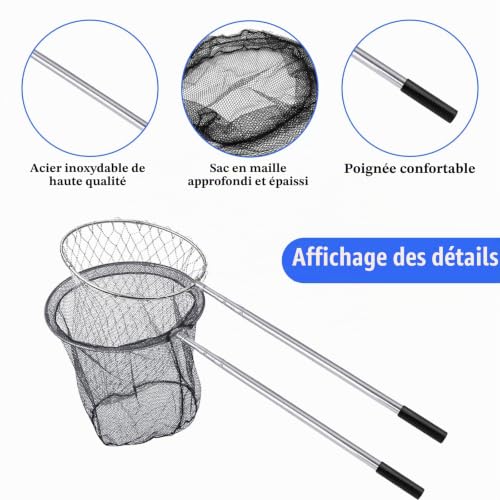 Lot de 2 filets de pêche en acier inoxydable évolutifs pour poules, canards, oies, dindes, poissons, etc – vue 2