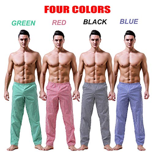 Ouruikia Men’s Cotton Pajama Pants Plaid Loung Sleep Pants Lounger Sleeping Pajama Bottoms with Pockets3
