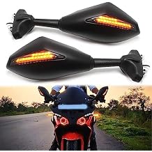 Motorcycle Rearview Side Mirrors With LED Turn Signal Integrated Indicator For Racing Bike Sport Bike