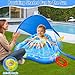 iGeeKid Baby Play Mat with Sprinkler, Inflatable Baby Pool Float with Canopy Backrest & Stackable Rings Water Sprinkler for Kids, Outdoor Water Play Toys for Toddlers Backyard Swimming Water Games